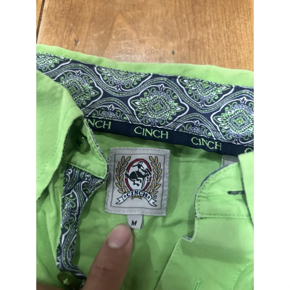 CINCH Men's Green Long Sleeve Casual Button-Down Shirt Size M Regular Fit